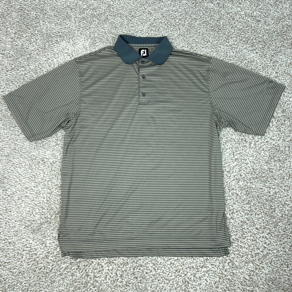 FootJoy Polo Shirt Mens Large Blue Diamond Print Golf Performance Stretch Top